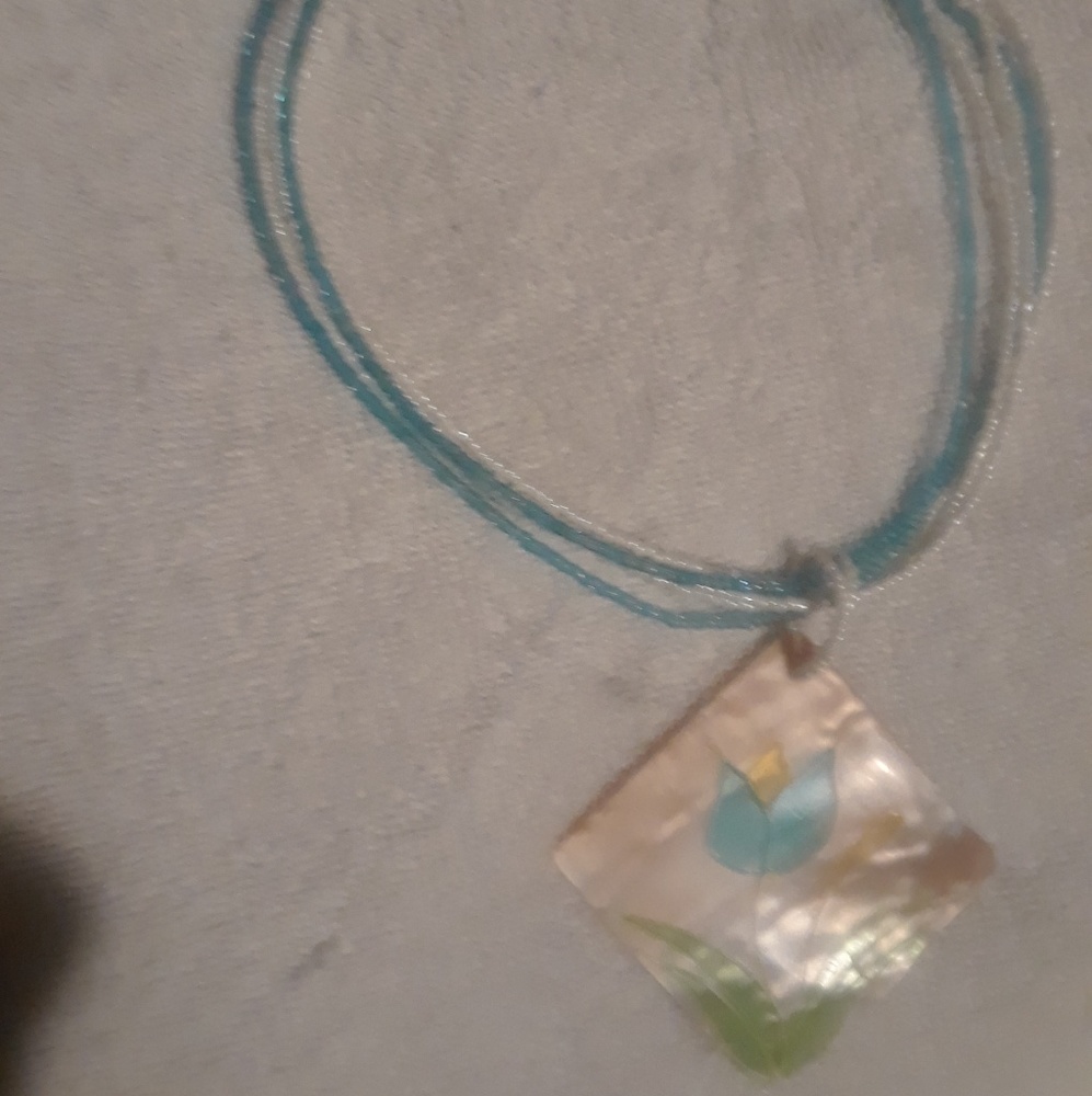 Green and light beige Necklace.